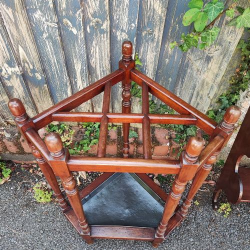 UNUSUAL VICTORIAN MAHOGANY CORNER STICK AND UMBRELLA STAND - ADDITIONAL PHOTO 3