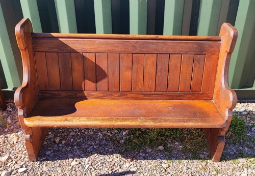 GOOD VICTORIAN PITCH PINE BENCH OR PEW