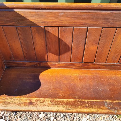 GOOD VICTORIAN PITCH PINE BENCH OR PEW - ADDITIONAL PHOTO 1