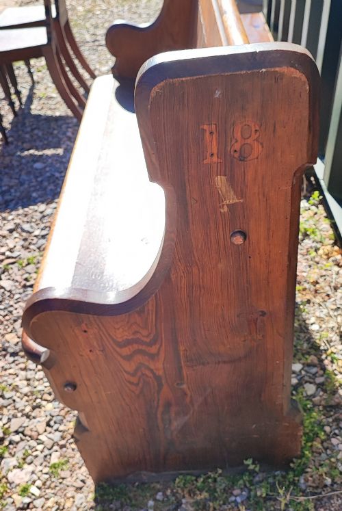 GOOD VICTORIAN PITCH PINE BENCH OR PEW - ADDITIONAL PHOTO 4
