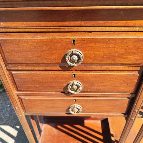 A FINE QUALITY INLAID MAHOGANY REVOLVING BOOKCASE - ADDITIONAL PHOTO 4