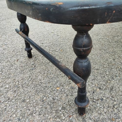 ANTIQUE EBONISED AND CANE DAY BED LONG STOOL - ADDITIONAL PHOTO 3