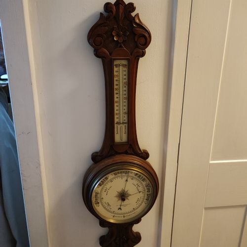 A QUALITY VICTORIAN MAHOGANY ANDROID BAROMETER - ADDITIONAL PHOTO 3