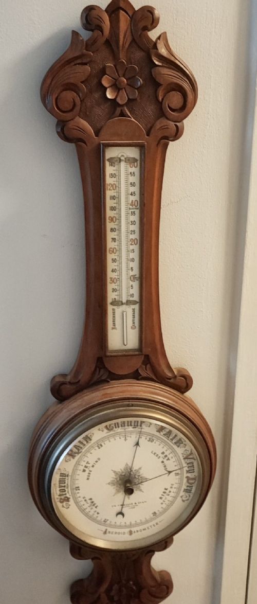 A QUALITY VICTORIAN MAHOGANY ANDROID BAROMETER - ADDITIONAL PHOTO 4