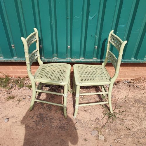 A PRETTY PAIR OF SIMULATED BAMBOO SIDE CHAIRS - ADDITIONAL PHOTO 2