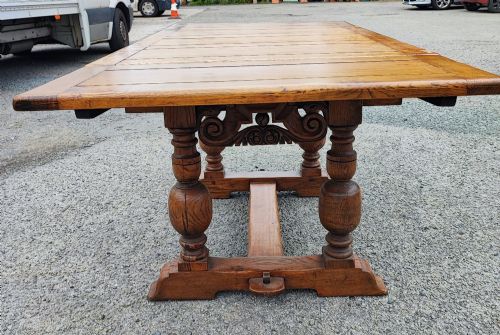 Antique Oak Refectory Draw Leaf Table