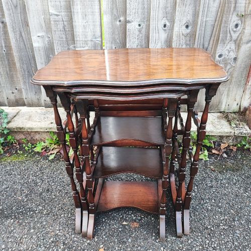 Antique nest of 3 walnut tables
