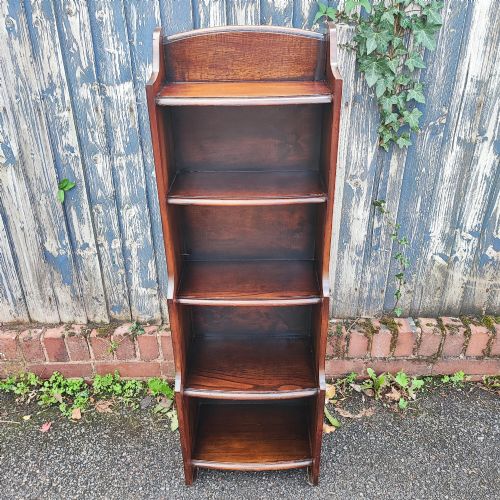 Antique Oak Narrow Open Bookcase
