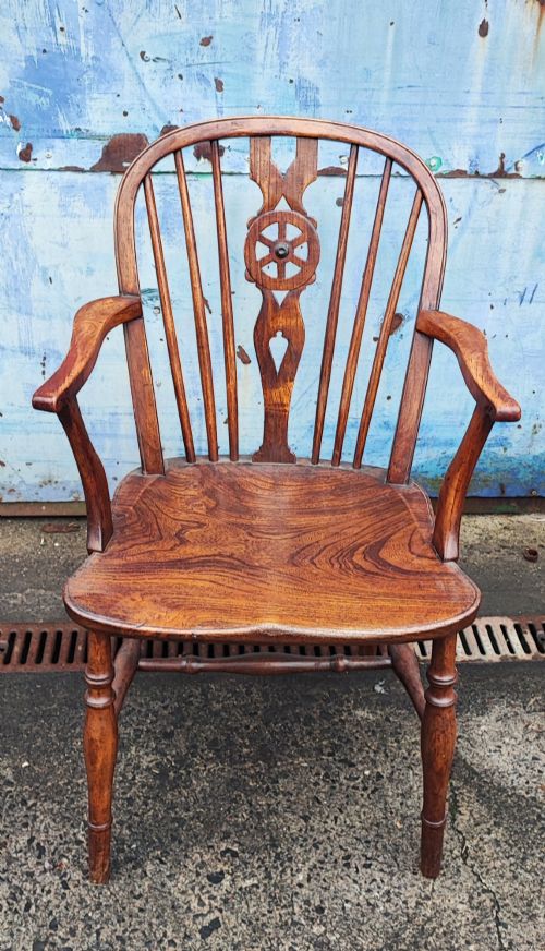 Antique Elm and Fruit Wood  Windsor Arm Chair