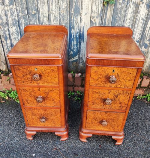 Superb Pair of Art Deco Walnut Bedside Cabinets by Wyle and Lochead Glasgow