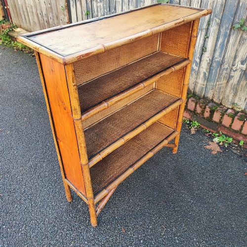 Victorian Bamboo and Pine Open Bookcase