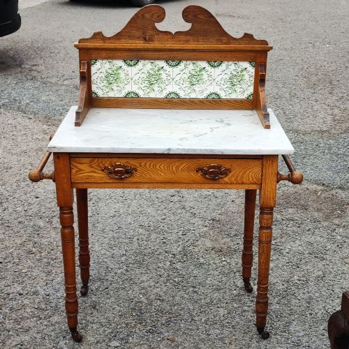 A Pretty Arts and Crafts Ash Marble Top Washstand