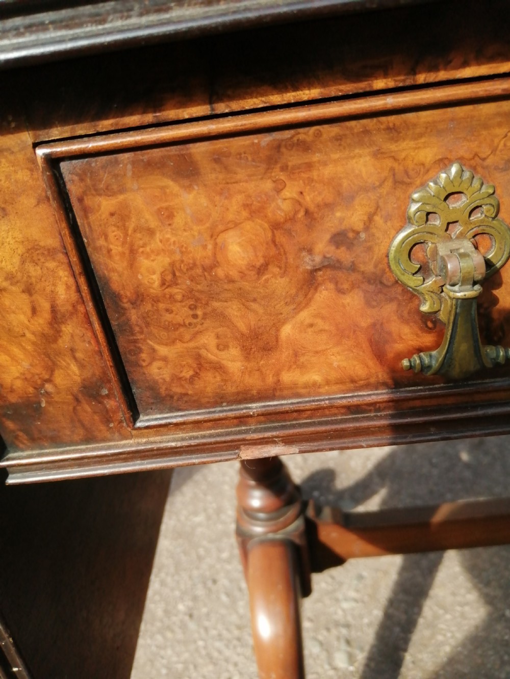 Fine antique walnut sofa table. View III