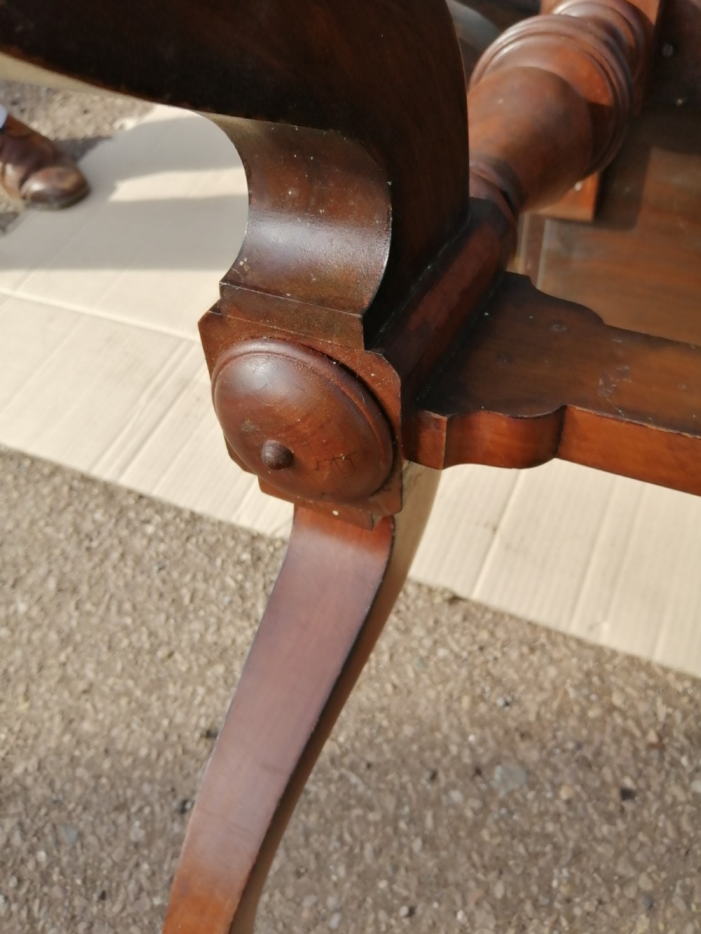 Fine antique walnut sofa table. View V