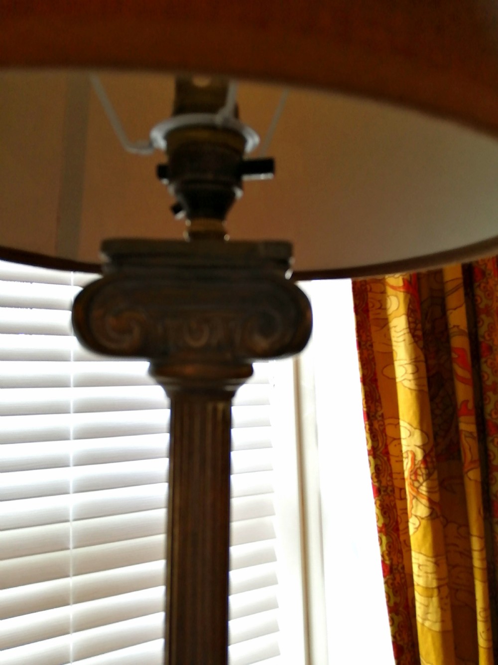 Antique Doric column library table lamp. View II