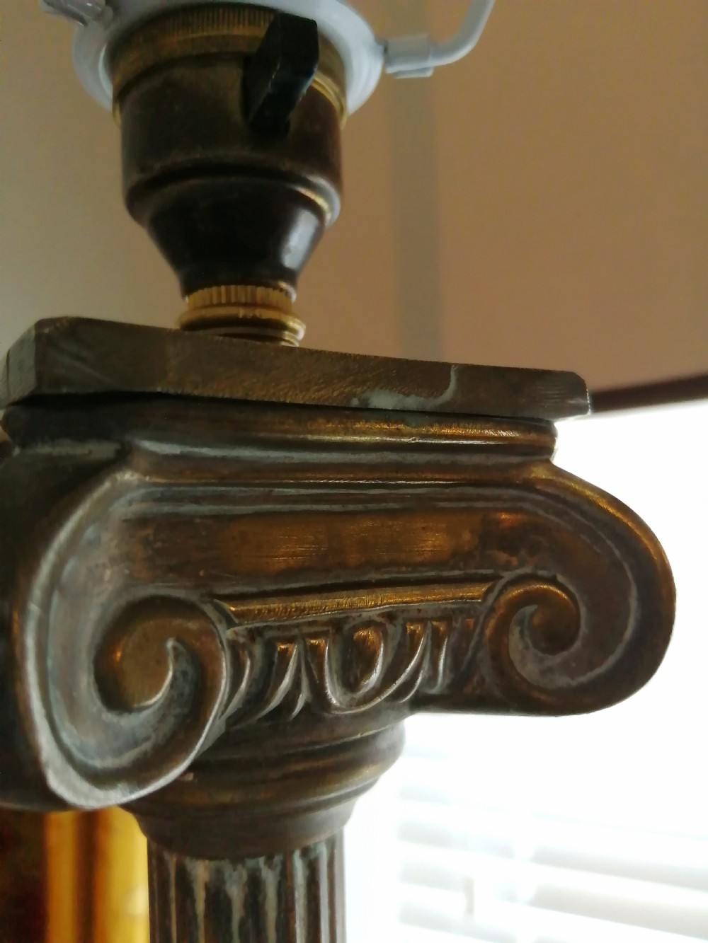 Antique Doric column library table lamp. View IV