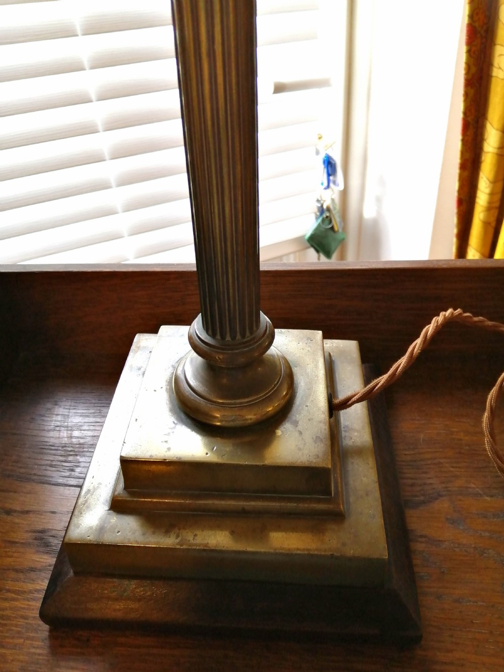 Antique Doric column library table lamp. View V