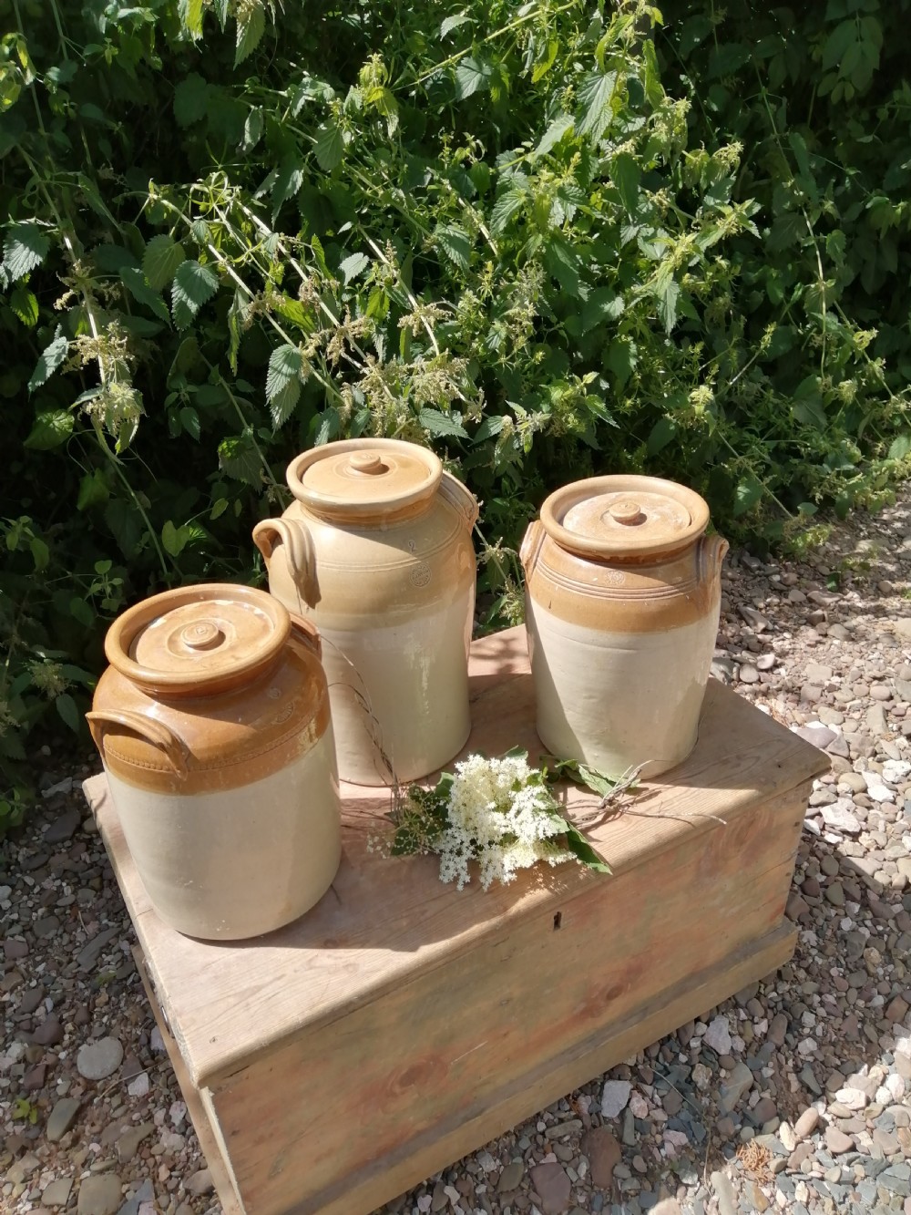 3 Victorian stoneware storage jars 