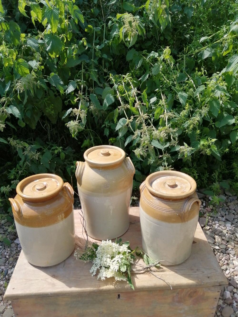 3 Victorian stoneware storage jars  View III