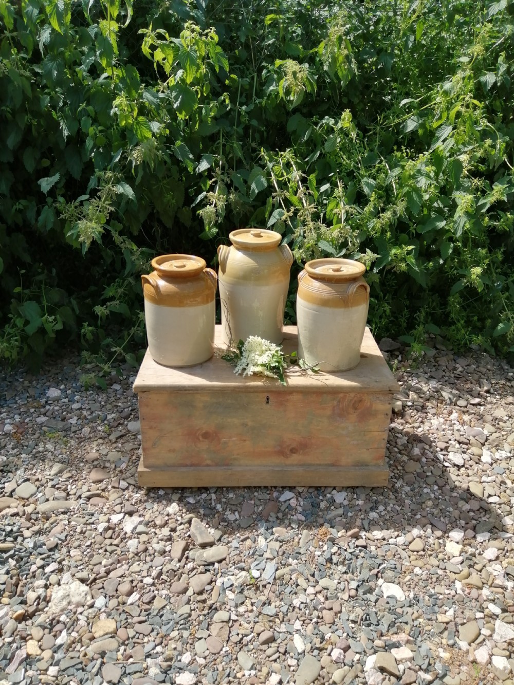 3 Victorian stoneware storage jars  View V