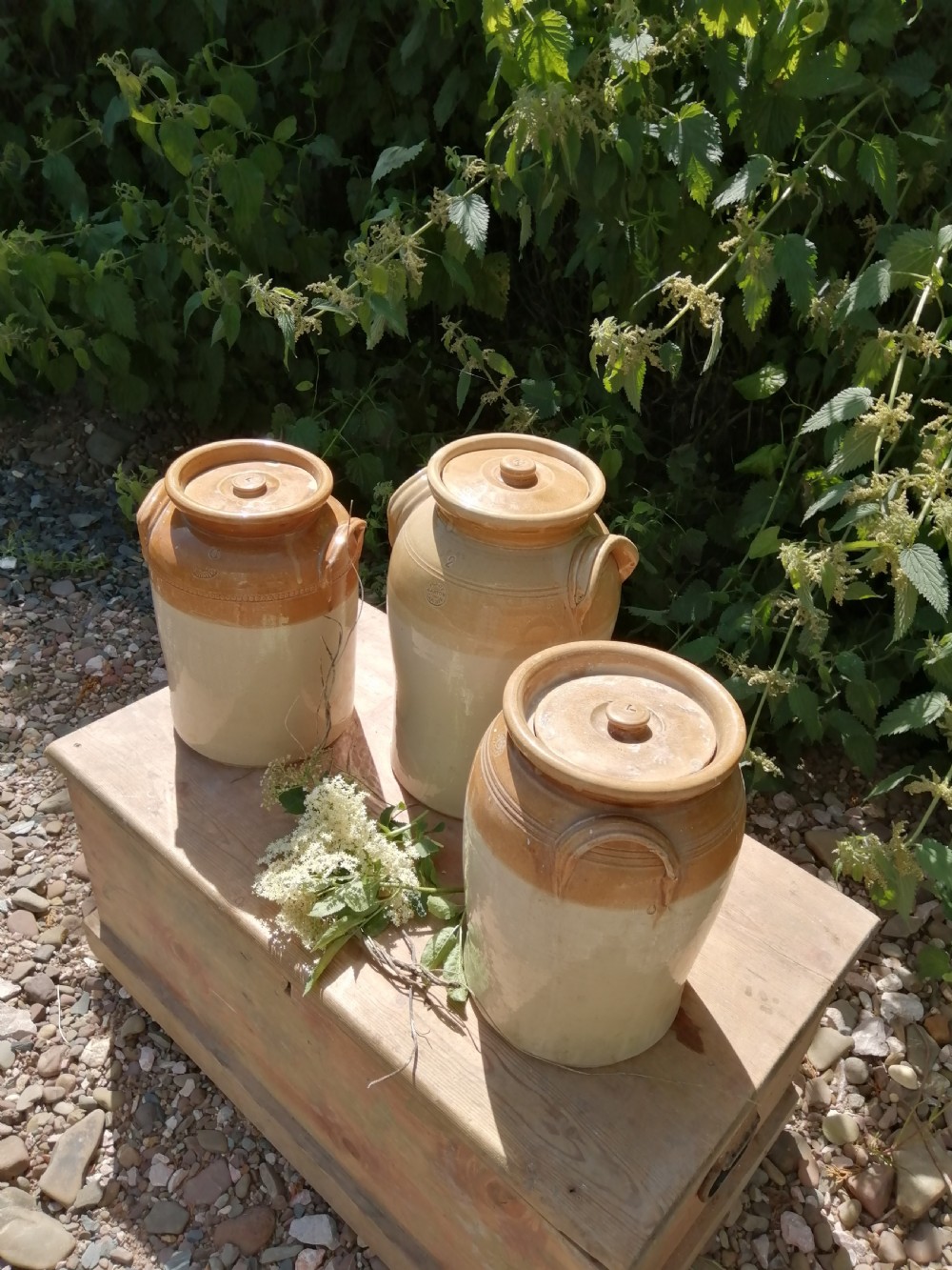 3 Victorian stoneware storage jars  View X