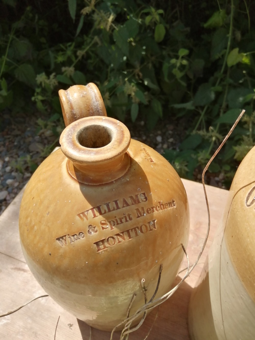 2 Devon stoneware Victorian wine or spirit jugs View VIII