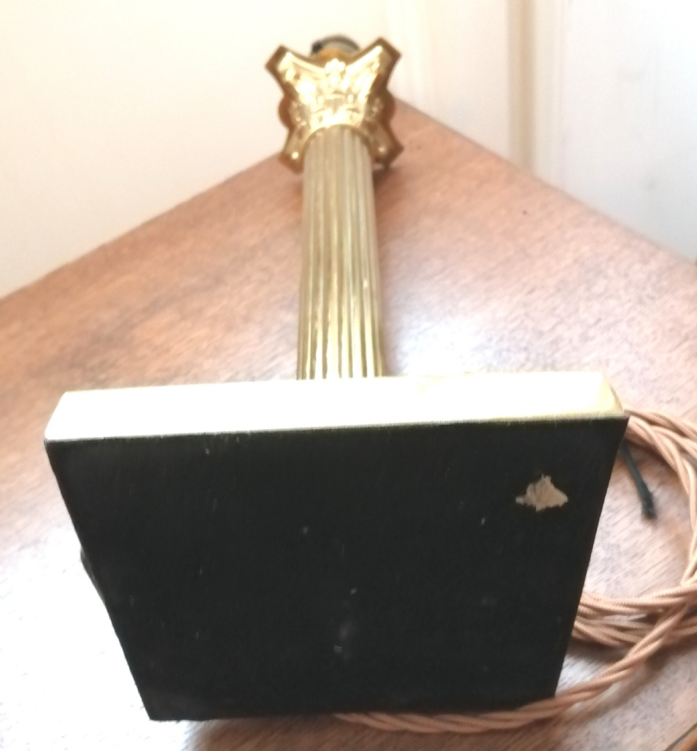 Antique brass Corinthian column table lamp. View VI
