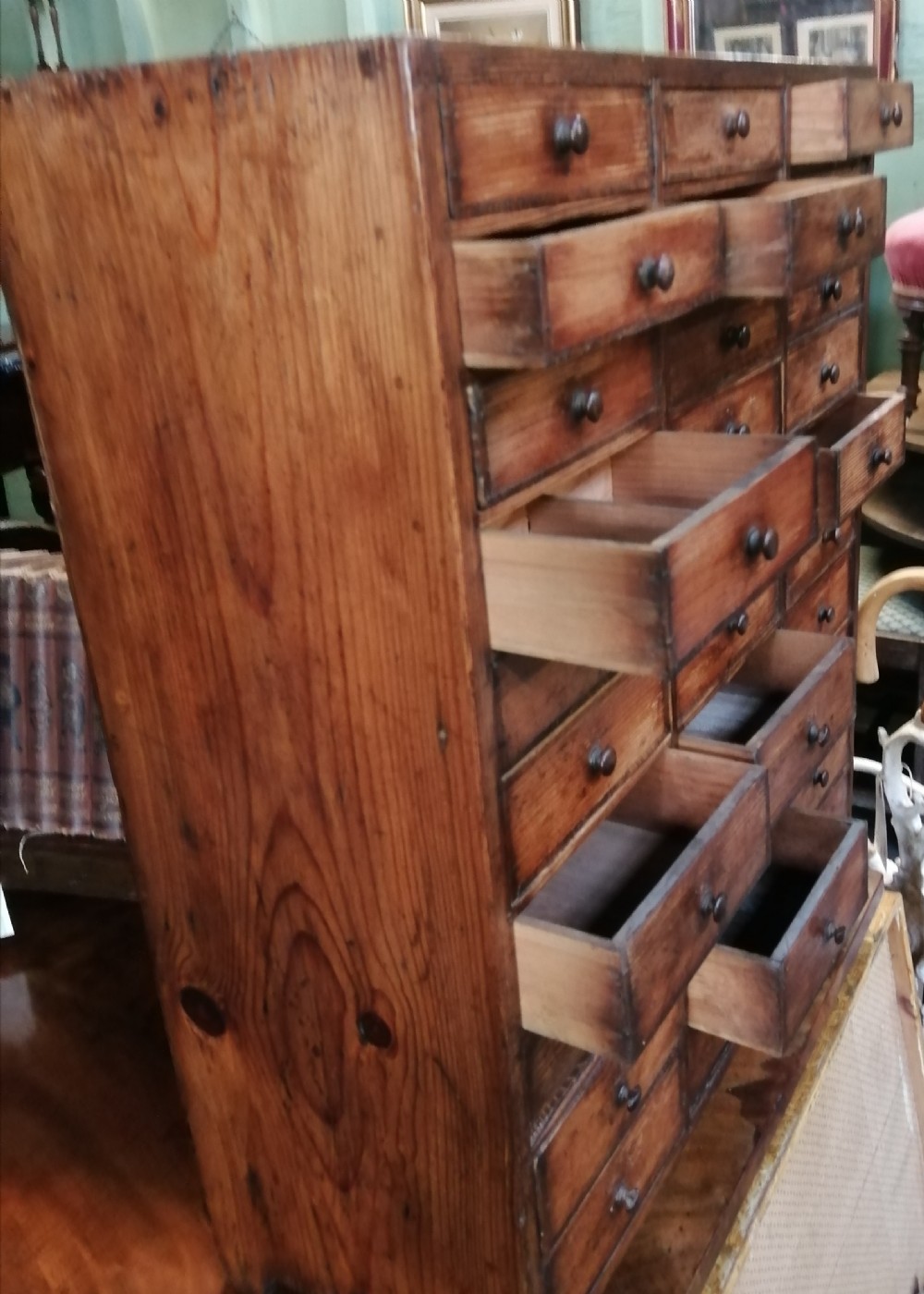 Antique collectors chest of drawers. View VII