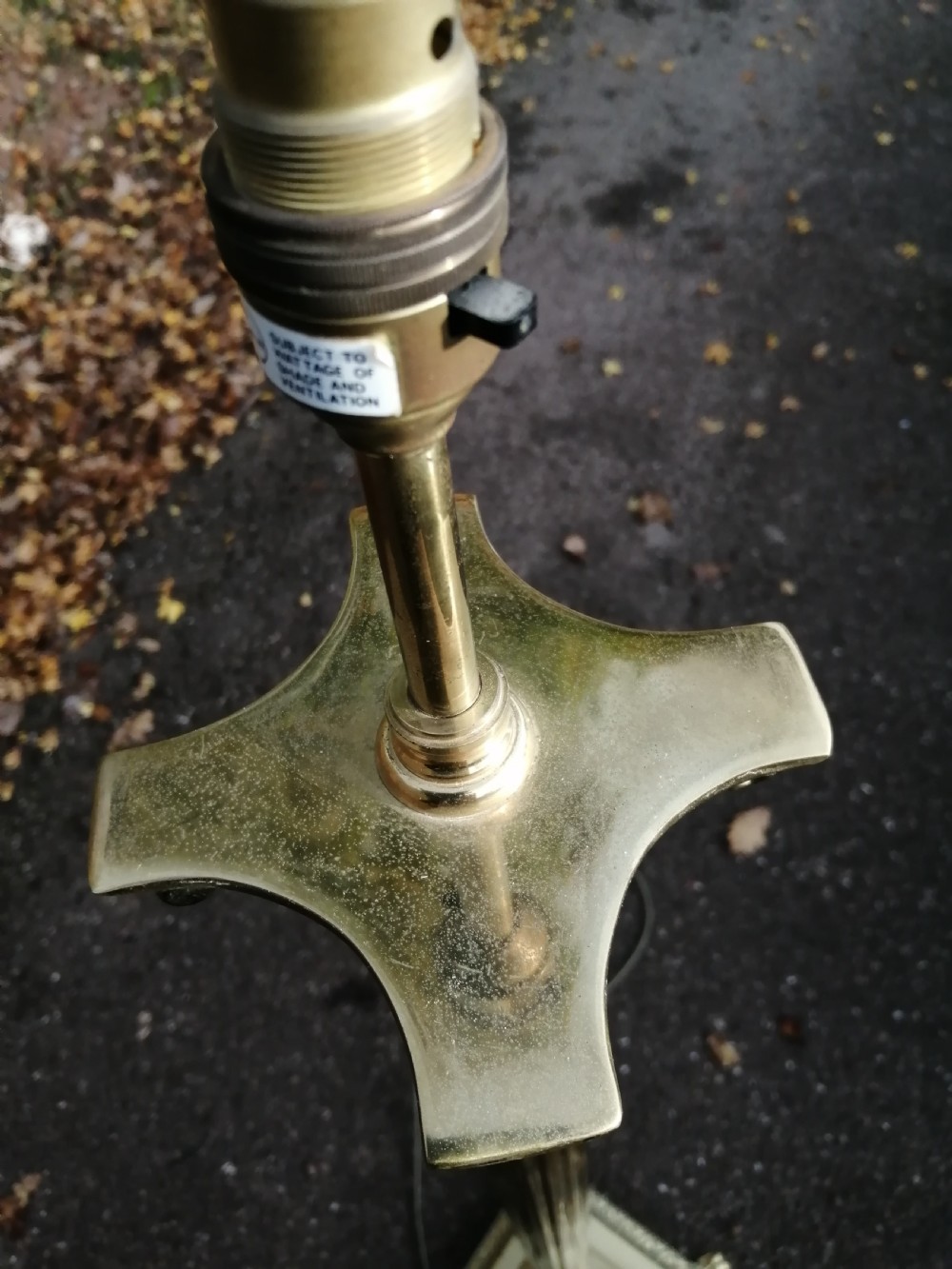 An antique brass Corinthian column standard lamp  View II