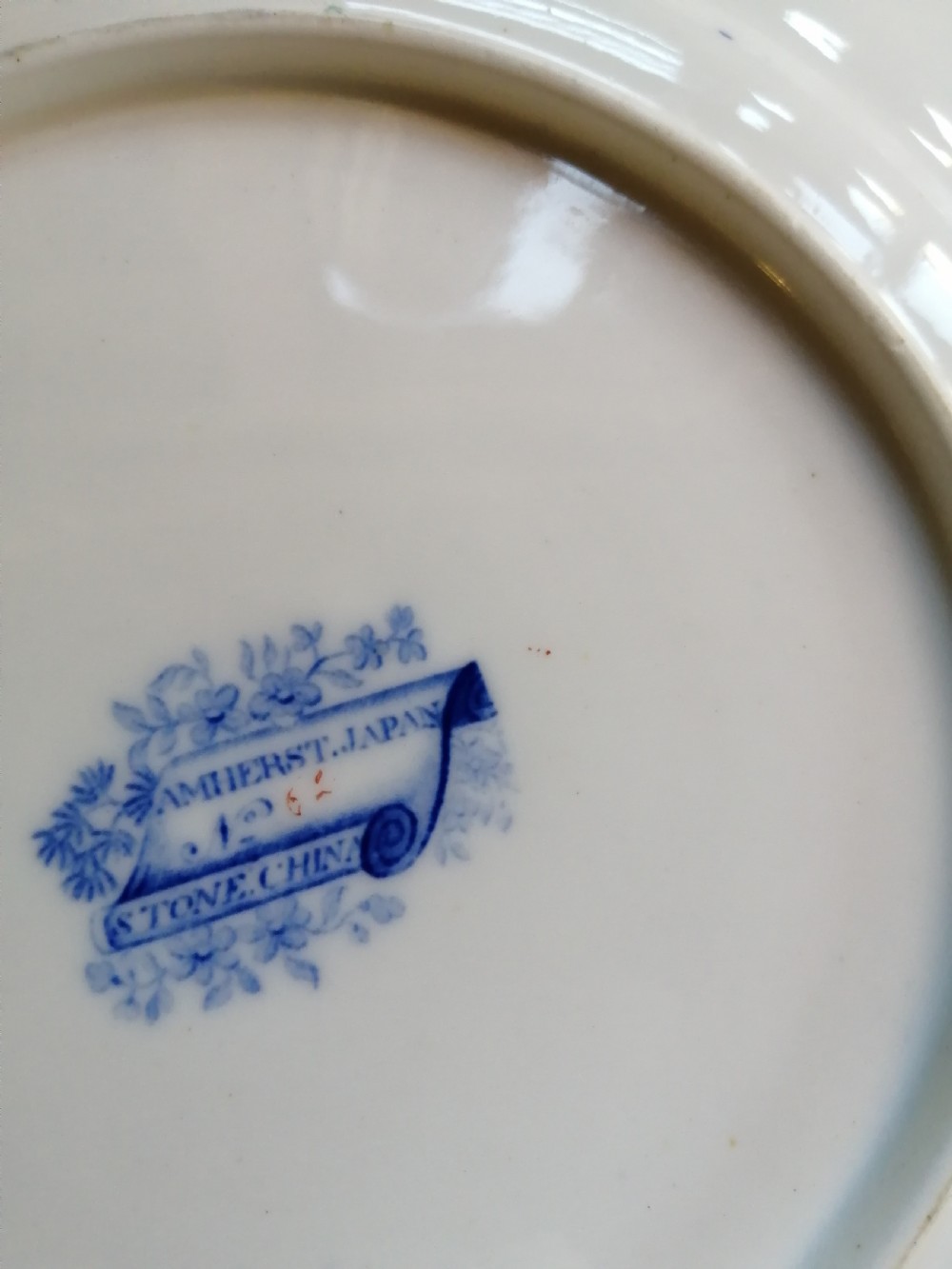 8 antique Imari pattern, English ironstone plates. View V