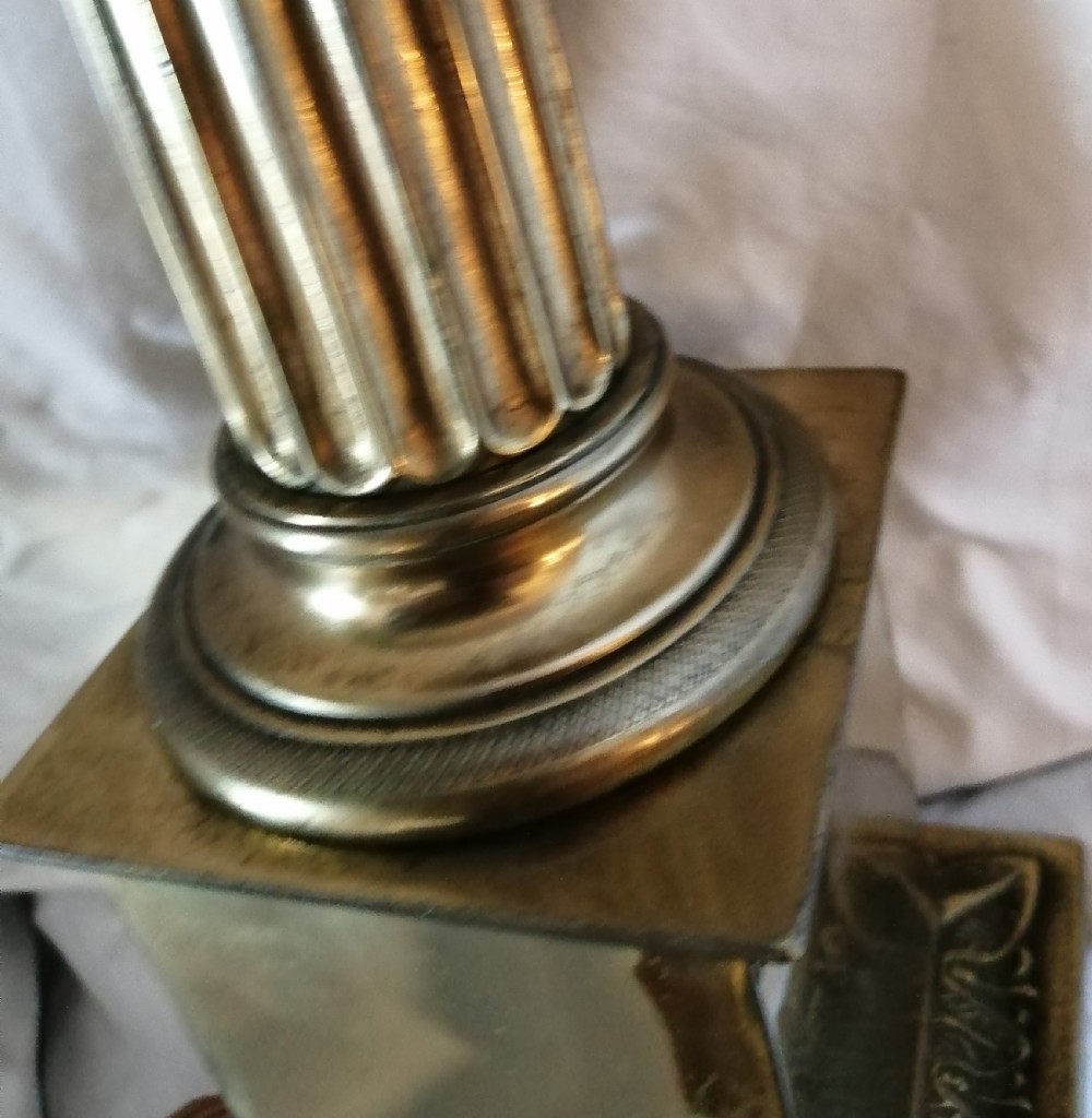 19c tall fluted brass table lamp. View XII