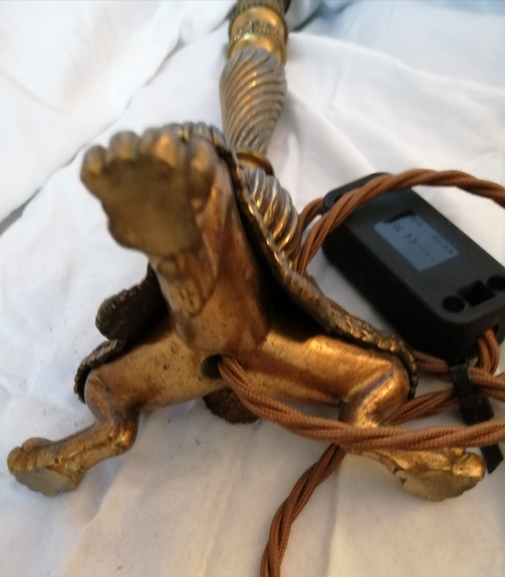 19c gilt bronze table lamp. View VI