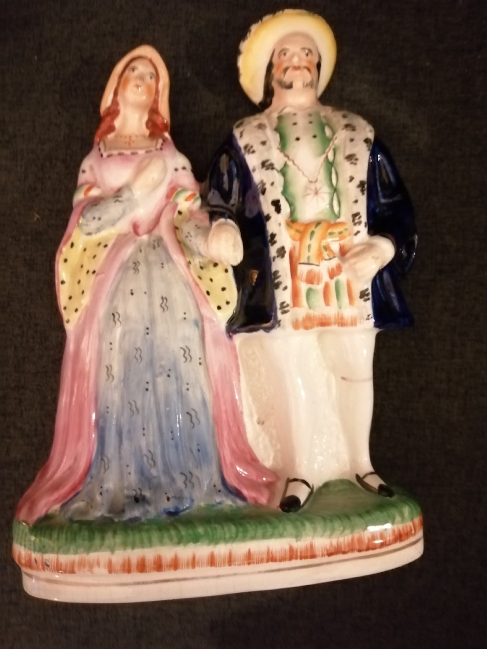 Victorian Staffordshire figure, Henry the 8th and Anne Boleyn. View III
