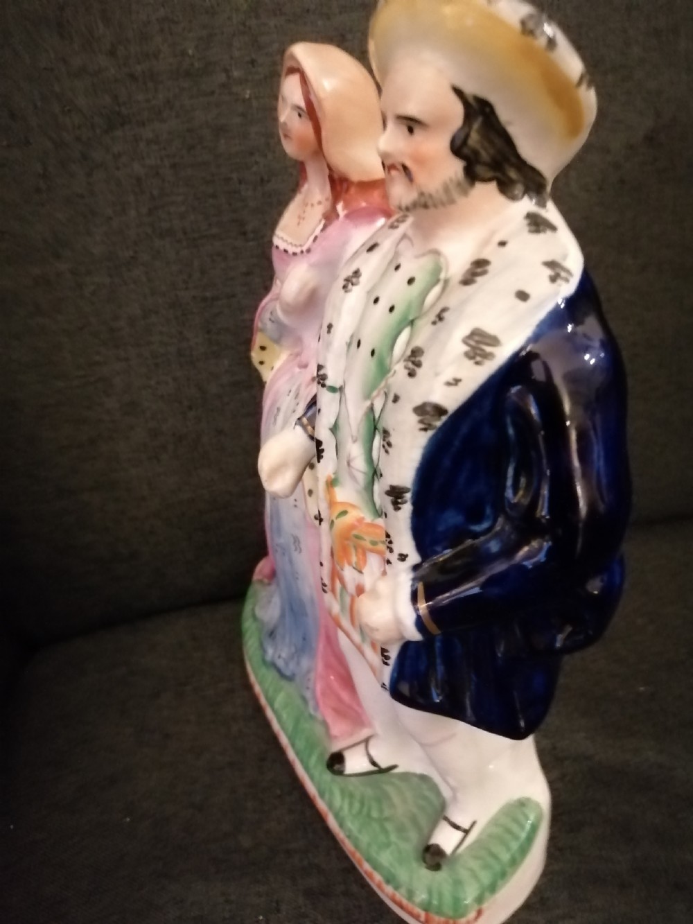 Victorian Staffordshire figure, Henry the 8th and Anne Boleyn. View V