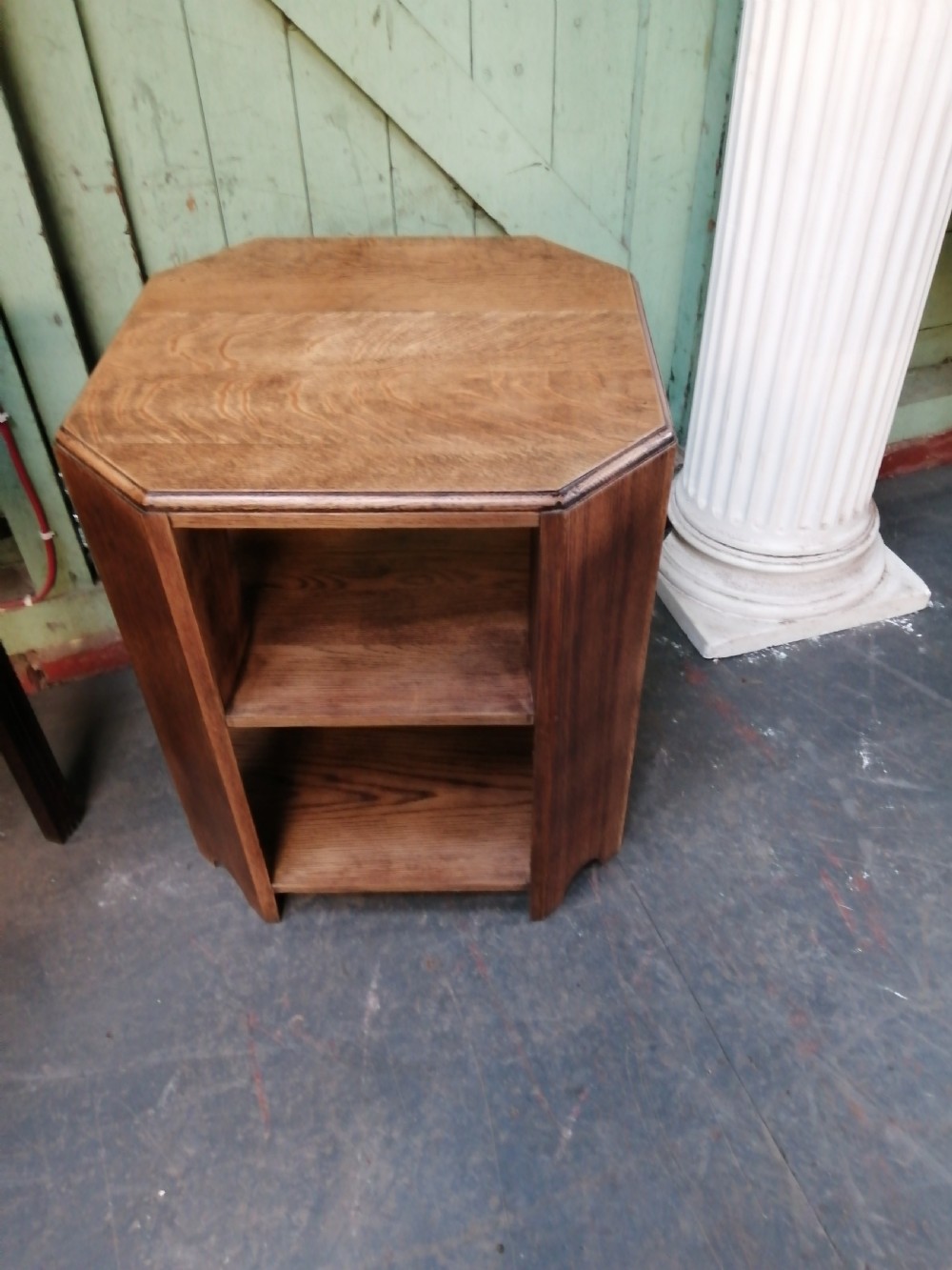 Art Deco solid oak book lamp table