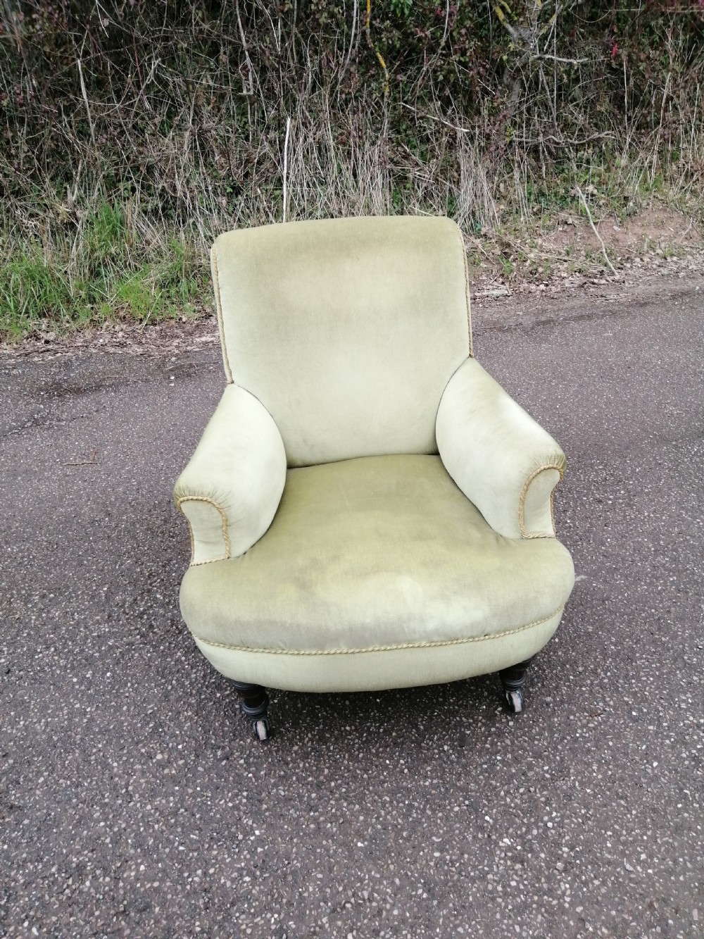 Large Victorian upholstered arm chair.