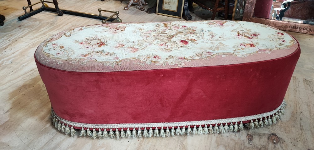 Large 19c aubusson tapestry stool, coffee table or window seat 
