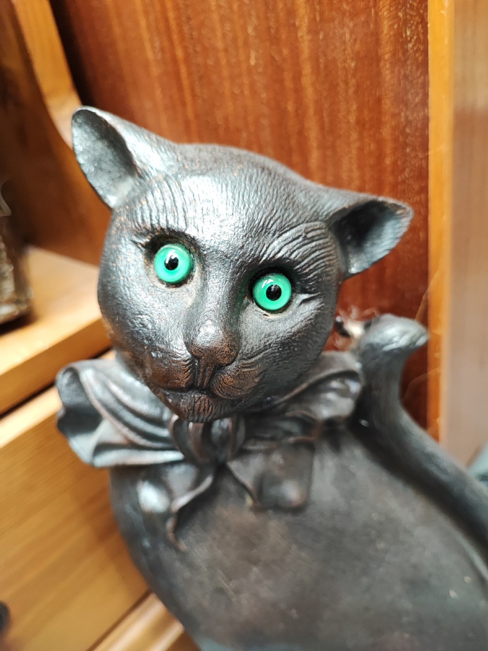 Antique cast iron cat,for fireplace or door stop. View V