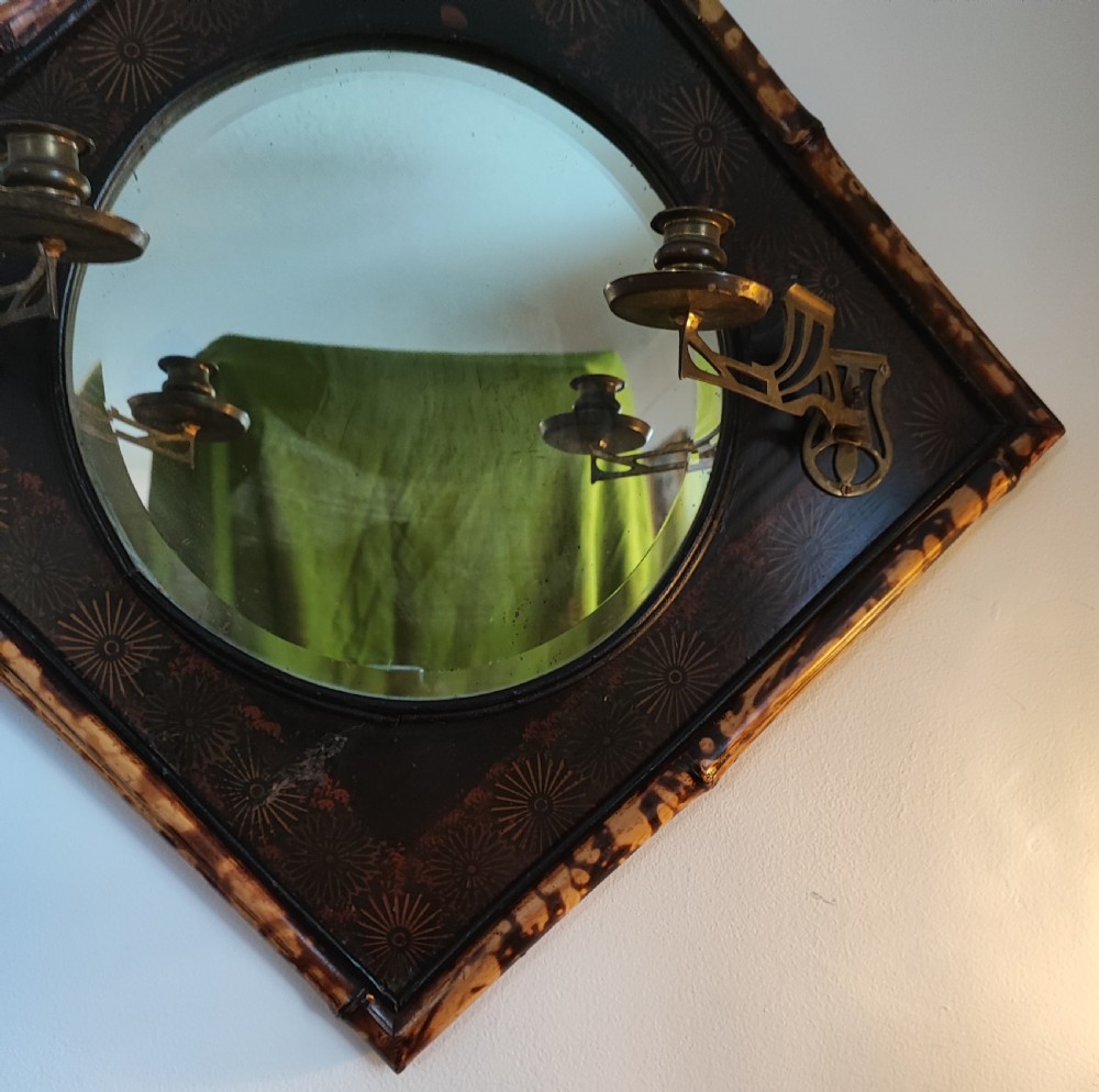 Victorian bamboo and lacquered wall mirror, View II