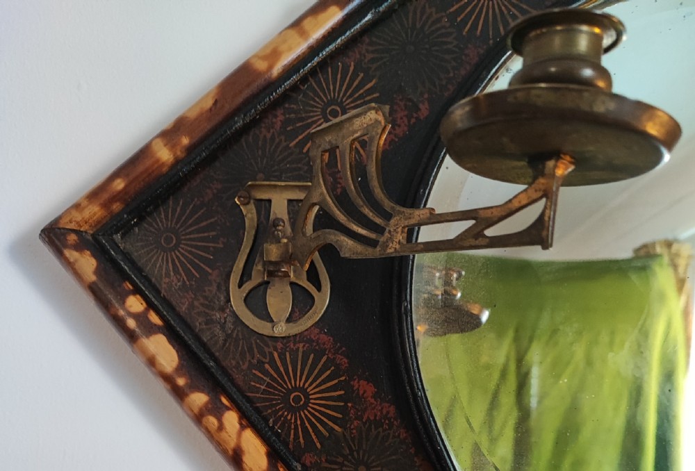 Victorian bamboo and lacquered wall mirror, View III