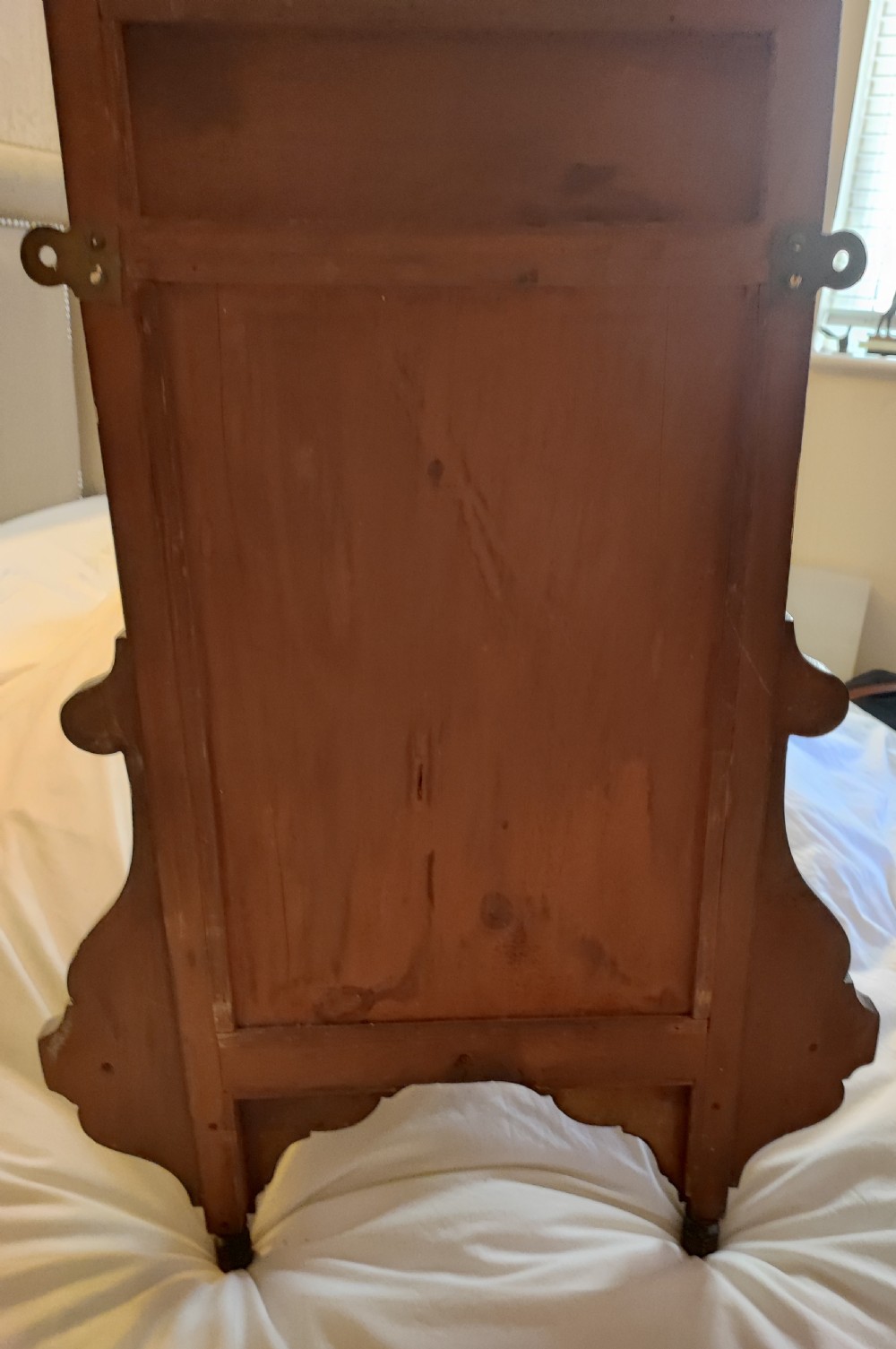 A Victorian marquetry rosewood hanging mirror. View IV