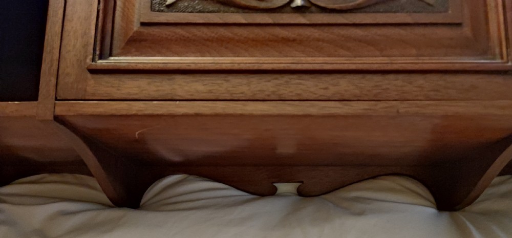 An antique mahogany hanging wall shelf with cabinet. View III