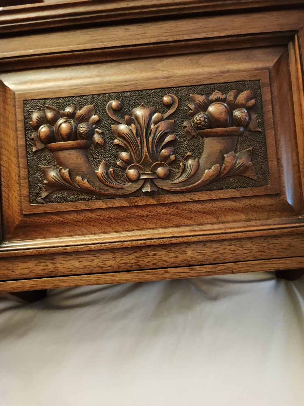 An antique mahogany hanging wall shelf with cabinet. View VIII