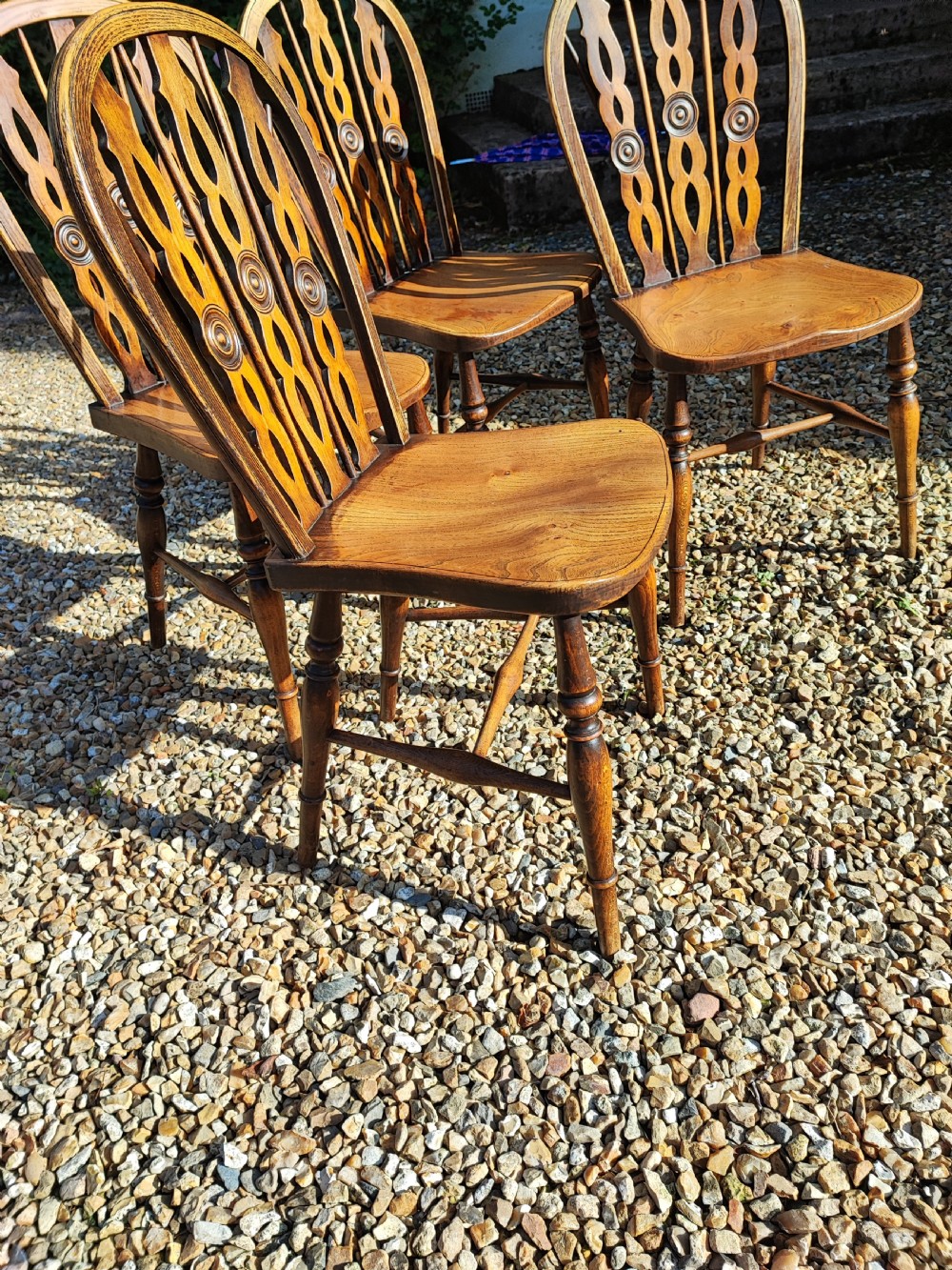Antique Set of 4 Domino back Windsor chairs. View IV