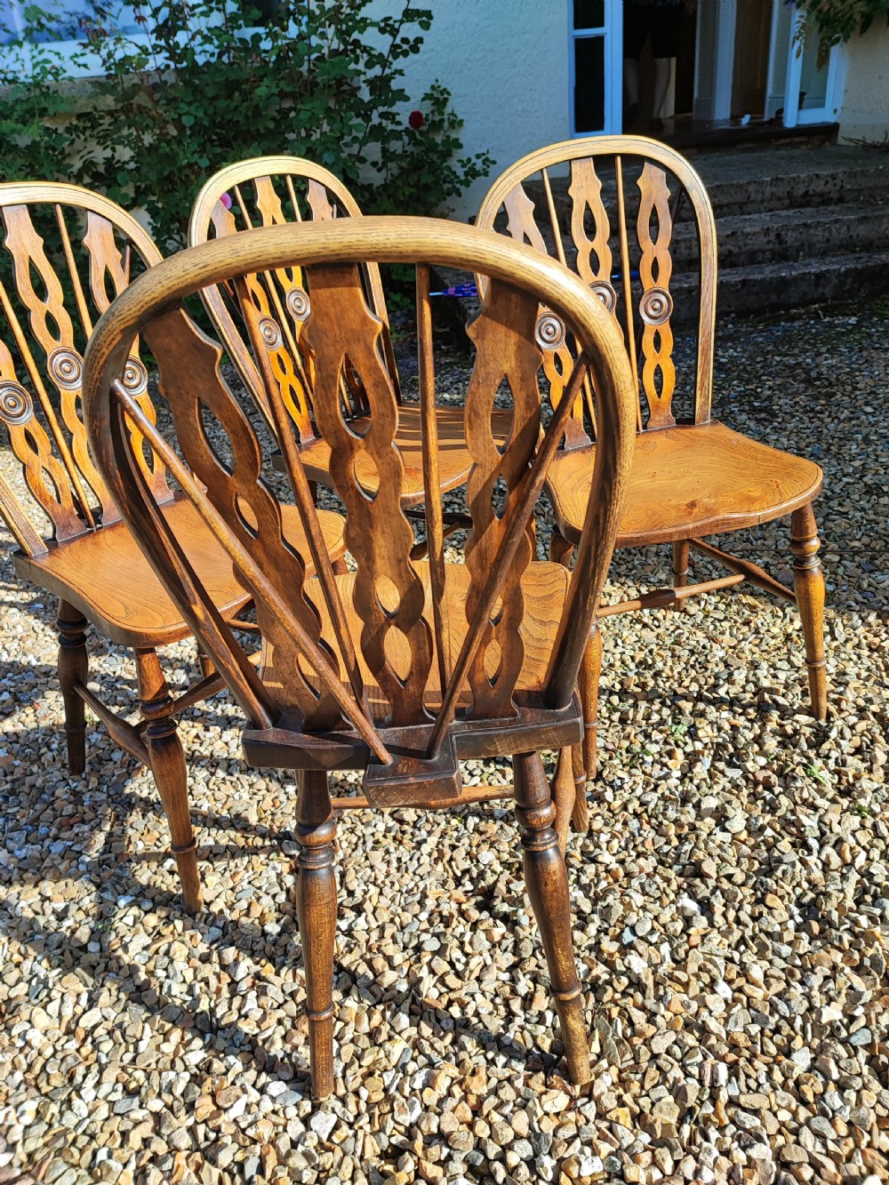 Antique Set of 4 Domino back Windsor chairs. View VI