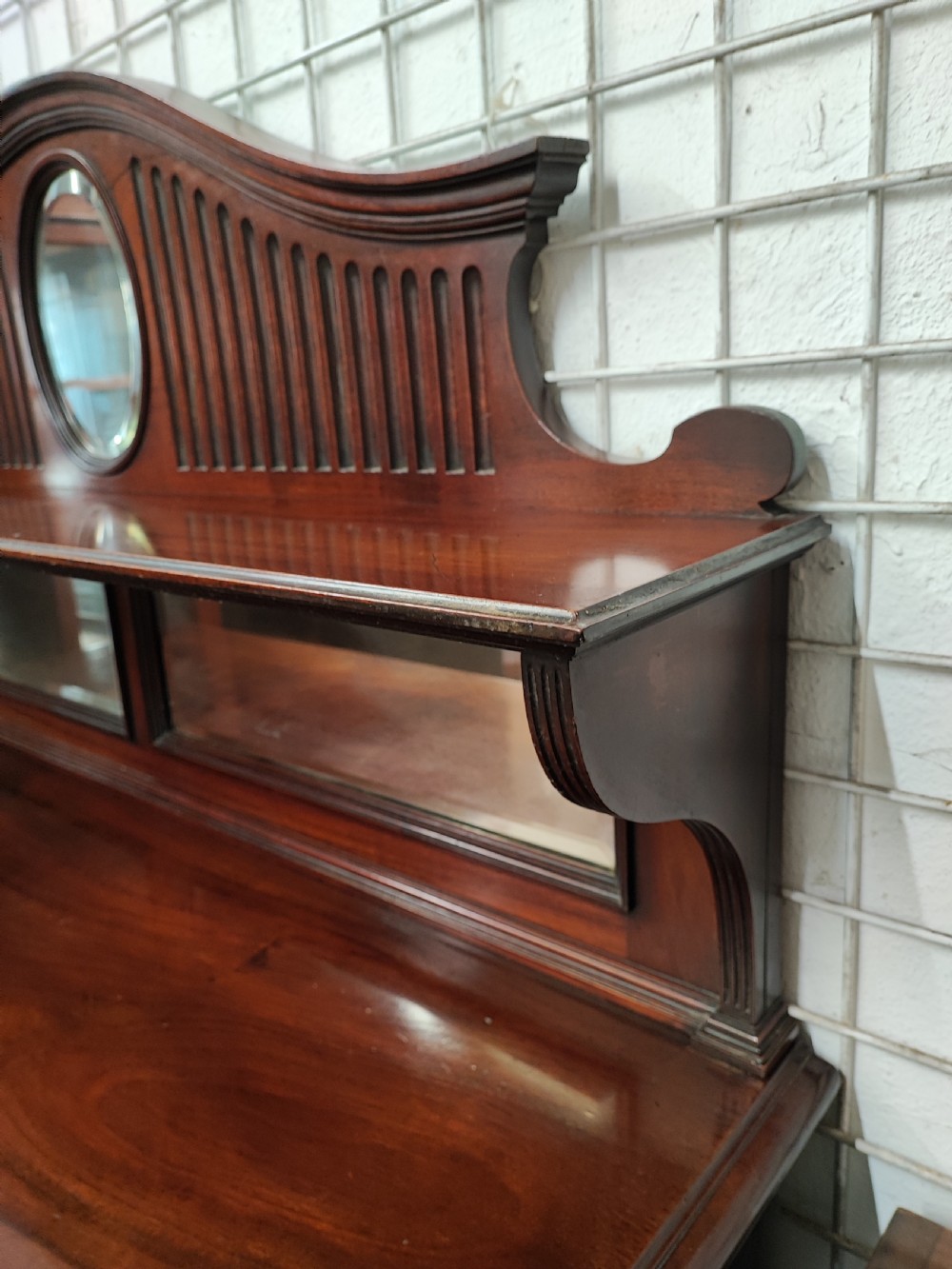 A fine Edwardian mahogany side cabinet, open bookcase. View III