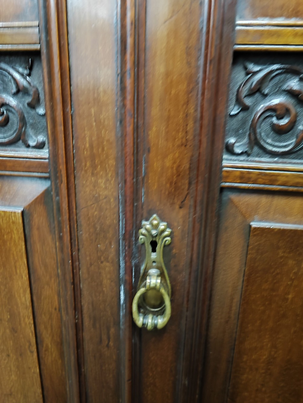 A fine Edwardian mahogany side cabinet, open bookcase. View VI