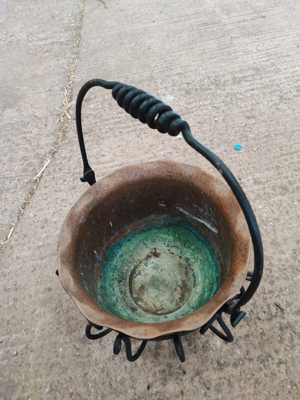 An Arts and Crafts copper and iron coal or log bucket. View III
