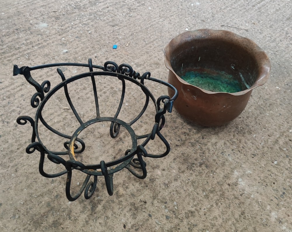 An Arts and Crafts copper and iron coal or log bucket. View VII