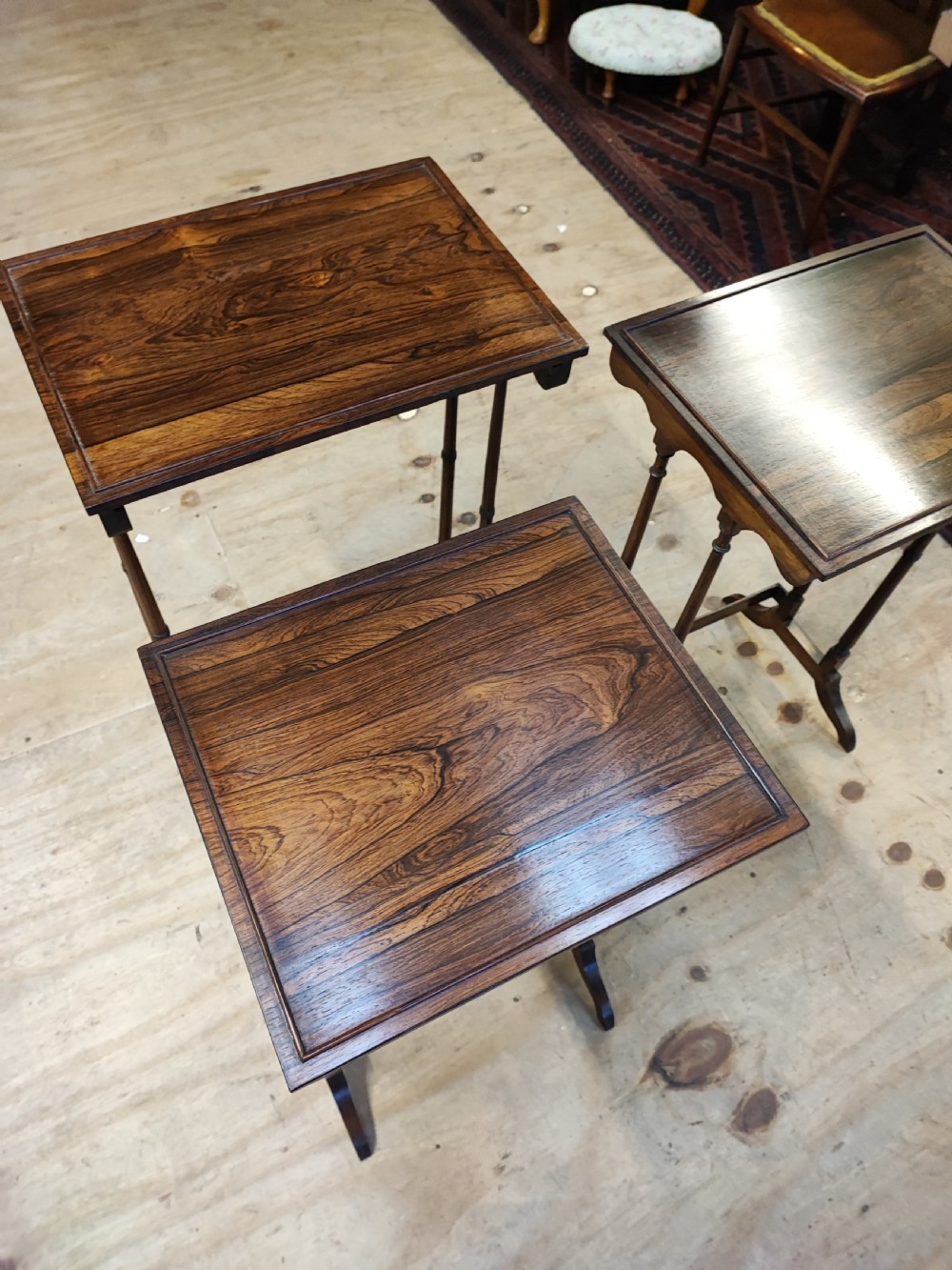 Fine nest of 3 Regency rosewood tables. View V